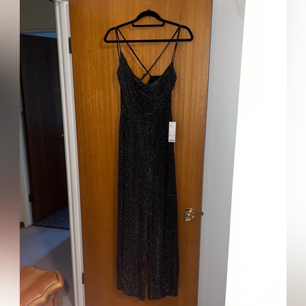 NWT Urban outfitters black/silver shimmery jumpsuit